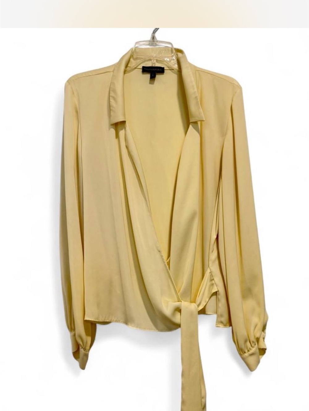 Banana Republic Yellow Wrap Tie Blouse size XL